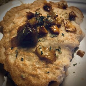 Chana Dosa with Cheese and Veggie Sauté