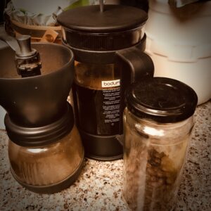 French Press and Coffee Beans