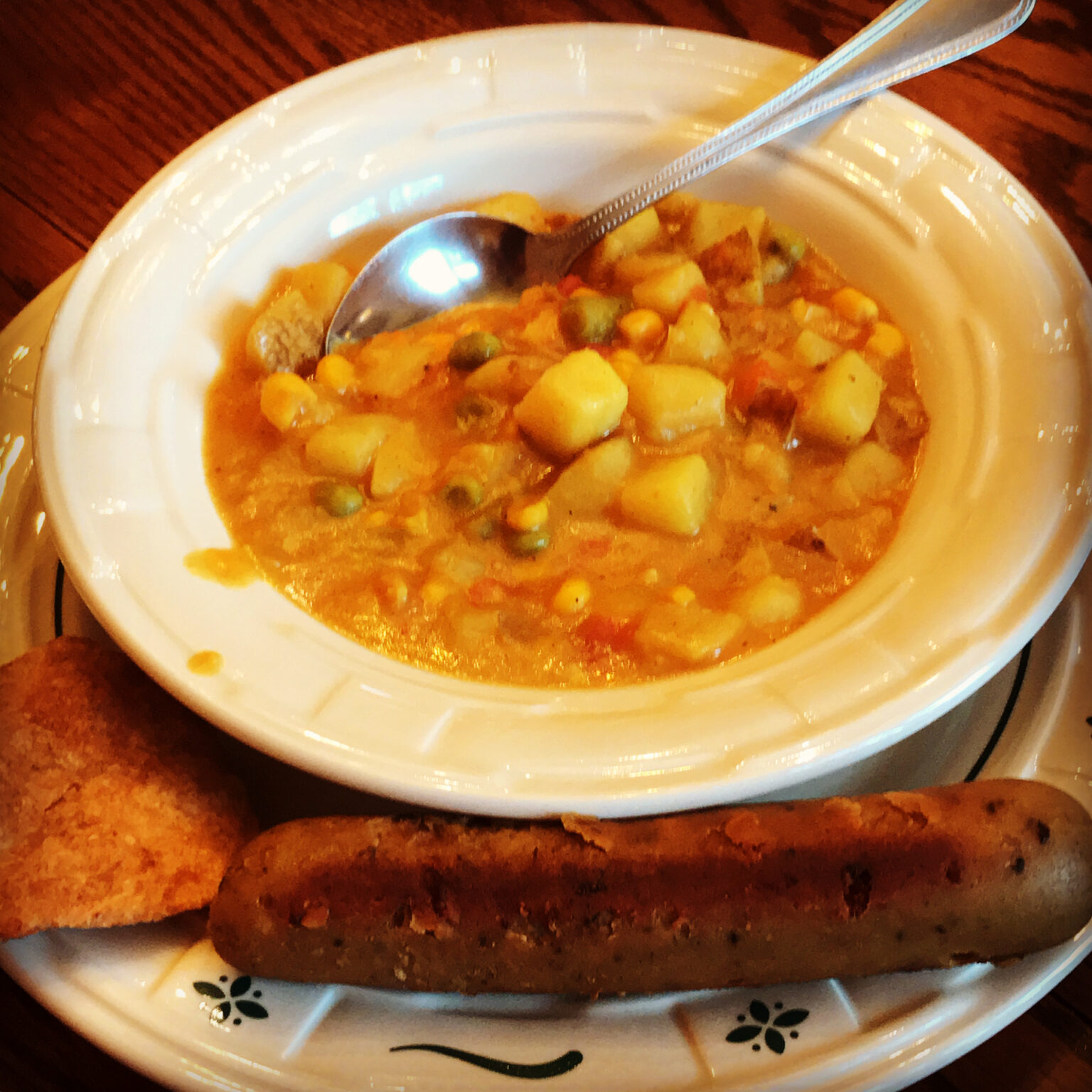 Potato Curry and Field Roast Smoked Apple Sage Sausages