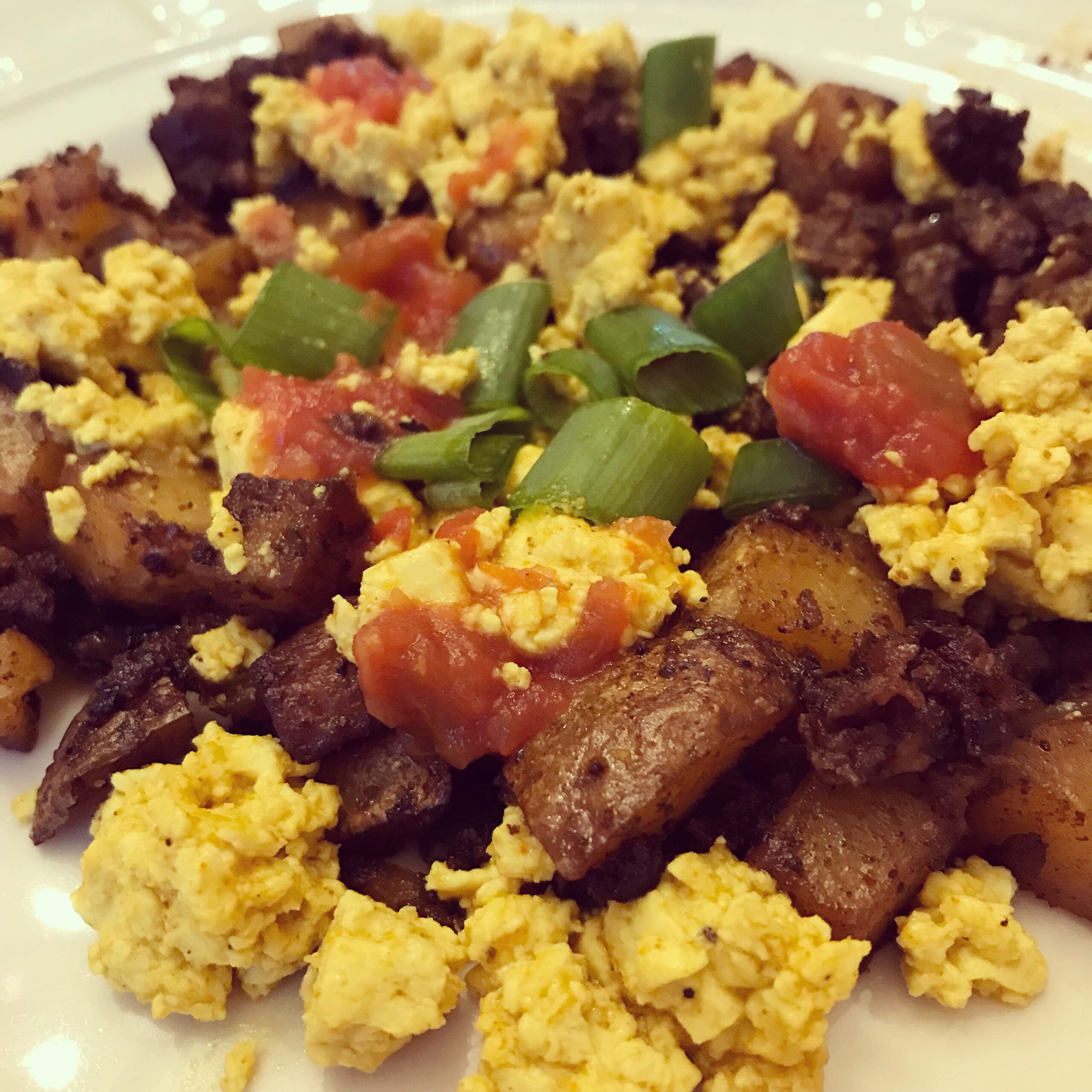 Vegan Chorizo Hash with Tofu Scramble