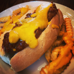 Vegan Coney Dog and Fries